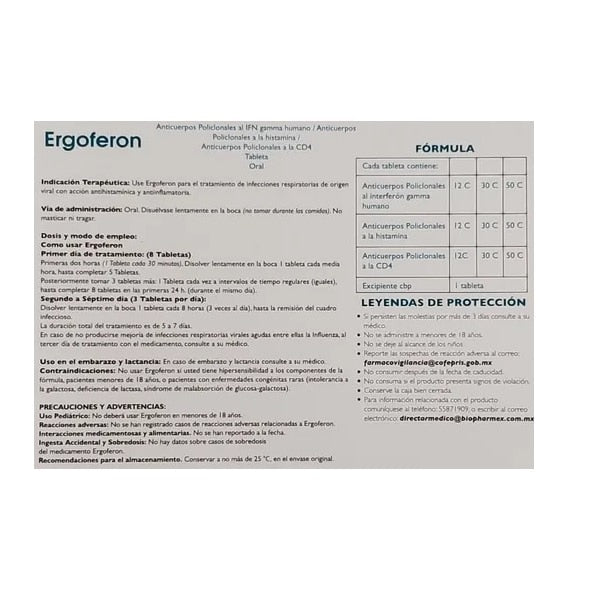 Ergoferon 20 Tabletas Antiviral