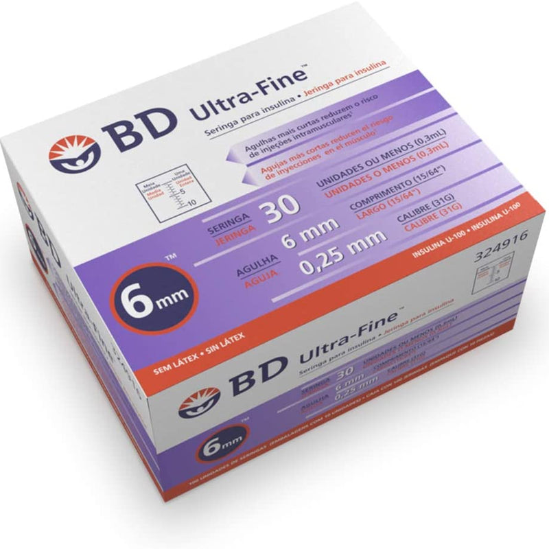 Jeringa BD Ultra-Fine para Insulina 0,3mL, caja con 100 piezas
