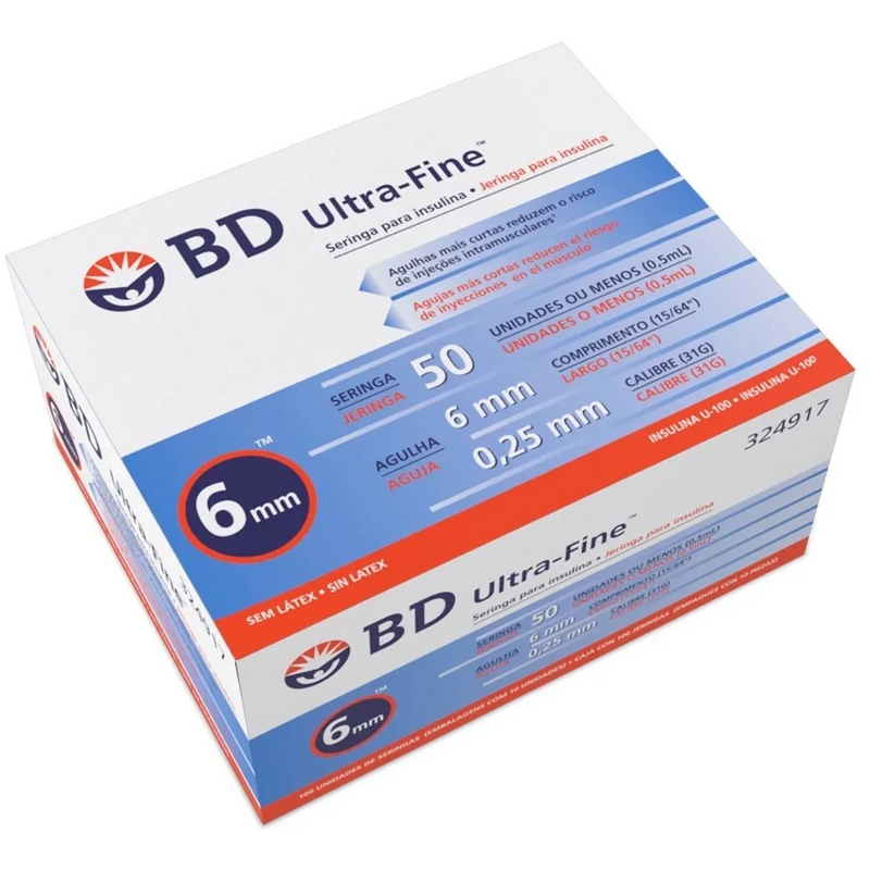 Jeringa BD Ultra-Fine para Insulina 0,5mL, caja con 100 piezas