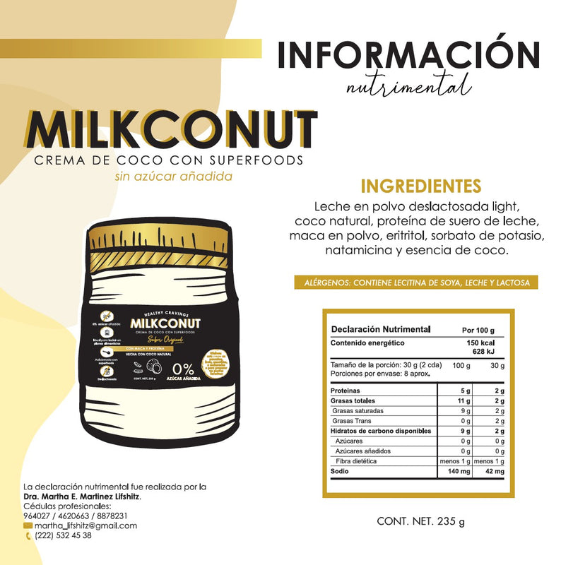 MILKCONUT® sustituto de leche condensada sin azúcar, 235g