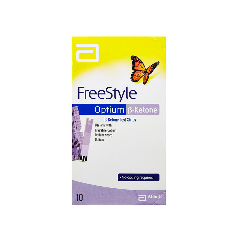 Tiras FreeStyle Optium Cetonas, caja con 10 pruebas