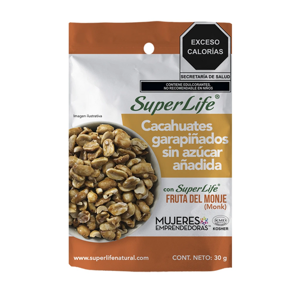 SuperLife® Cacahuates garapiñados sin azúcar añadida 30g, caja con 12 piezas