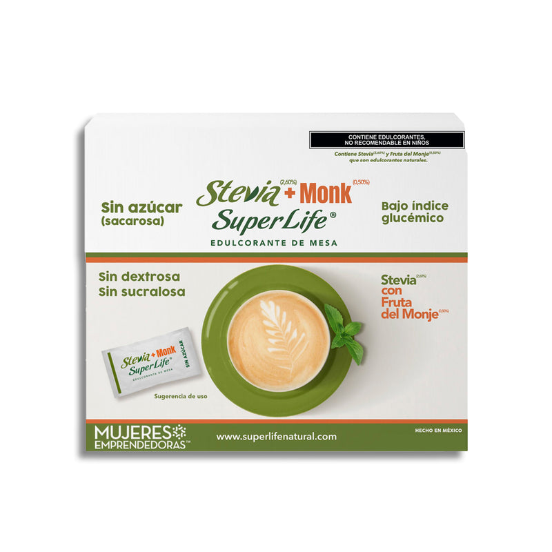 Super Life® Stevia + Monk Sin Azúcar Caja Con 30 Sobres 1g